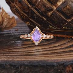 Antique Pear-Cut Natural Amethyst Engagement Ring