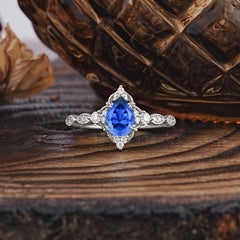 Antique Pear-Cut Sapphire Engagement Ring