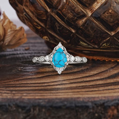 Antique Pear-Cut Turquoise Engagement Ring
