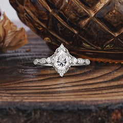 Antique Pear-Cut Lab Diamond Engagement Ring
