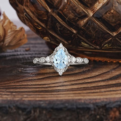 Antique Pear-Cut Aquamarine Engagement Ring