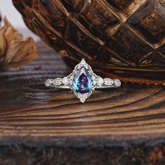 Antique Pear-Cut Alexandrite Engagement Ring