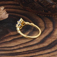 Antique Pear-Cut Natural Tanzanite Engagement Ring
