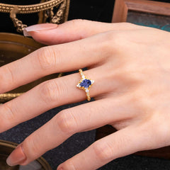 Antique Pear-Cut Natural Tanzanite Engagement Ring