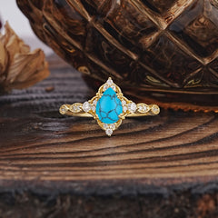 Antique Pear-Cut Turquoise Engagement Ring