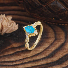Antique Pear-Cut Turquoise Engagement Ring
