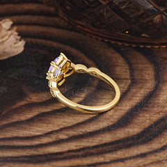 Antique Pear-Cut Natural Amethyst Engagement Ring
