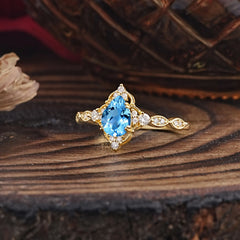 Antique Pear-Cut Aquamarine Engagement Ring