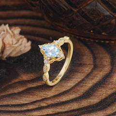 Antique Pear-Cut Aquamarine Engagement Ring