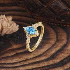 Antique Pear-Cut Aquamarine Engagement Ring