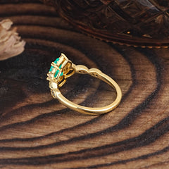 Antique Pear-Cut Emerald Engagement Ring