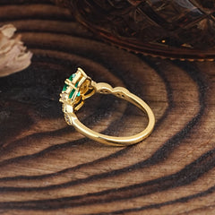 Antique Pear-Cut Emerald Engagement Ring
