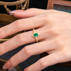 Antique Pear-Cut Emerald Engagement Ring