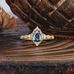 Antique Pear-Cut Alexandrite Engagement Ring