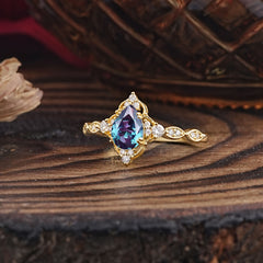 Antique Pear-Cut Alexandrite Engagement Ring