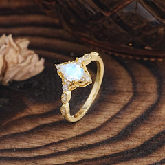 Antique Pear-Cut Natural Moonstone Engagement Ring