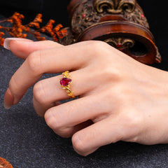 Organic Vine-Entwined 4-Prong Pear-Cut Ruby Engagement Ring