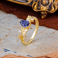 Luxury Vintage Haute Nature Inspired 4-Prong Oval Tanzanite Ring