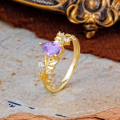 Luxury Vintage Haute Nature 4-Prong Oval Natural Amethyst Ring