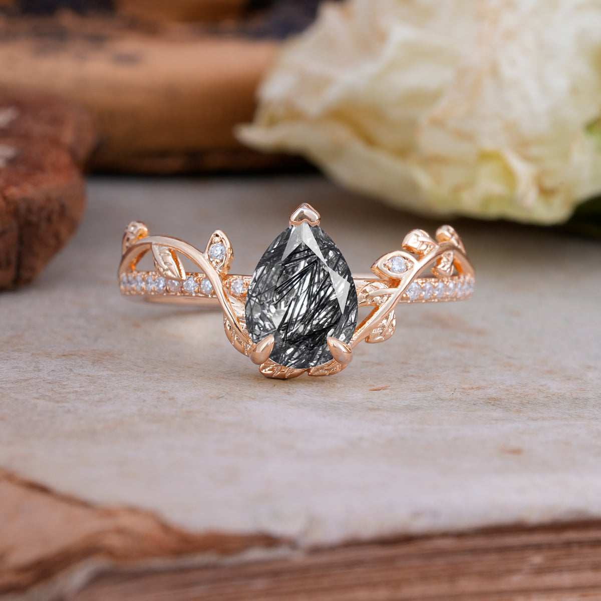 SR16988 Black Rutilated Quartz Ring - Additional view