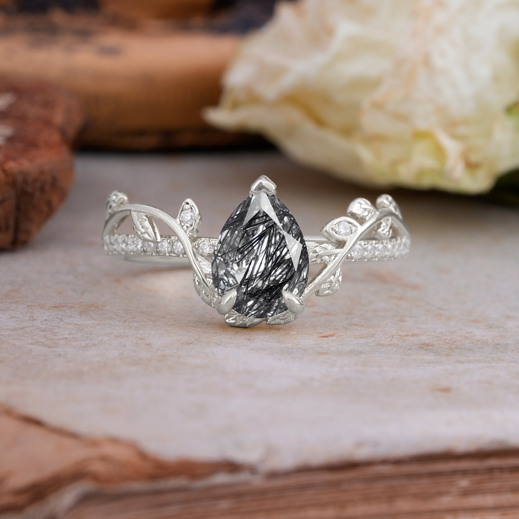 SR16988 Black Rutilated Quartz Ring - Additional view