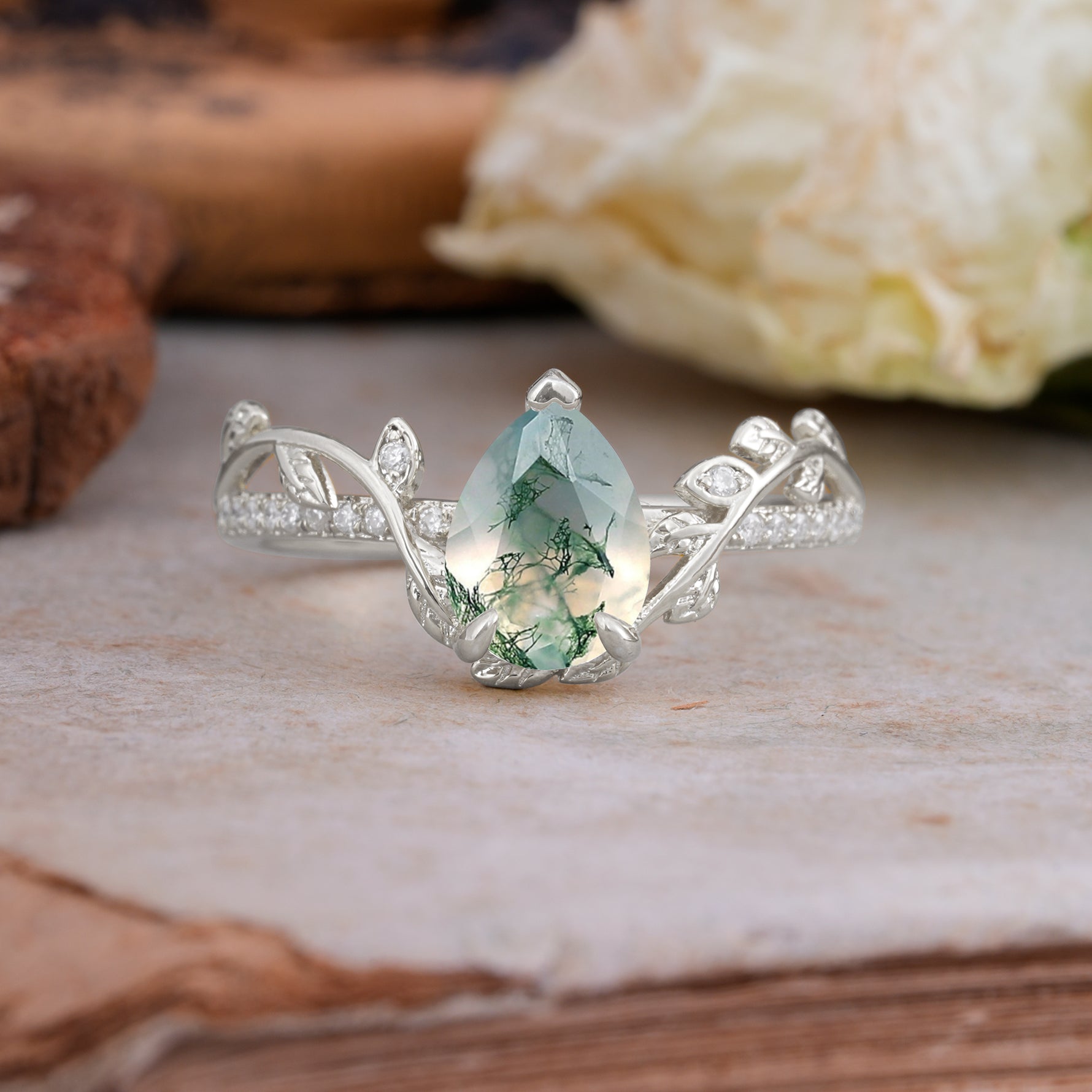 SR16988 Moss Agate Ring - Additional view