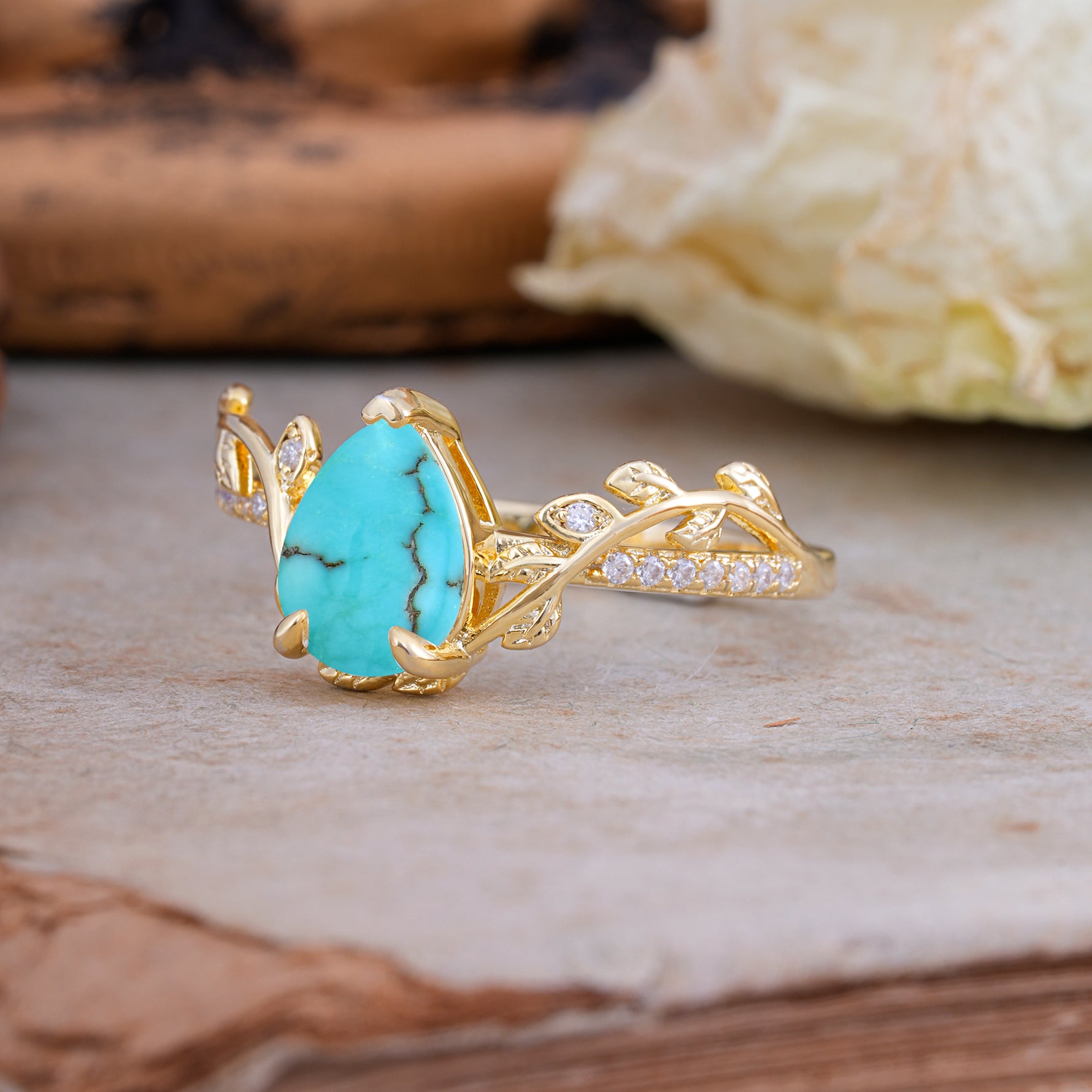 SR16988 Turquoise Ring - Rose-Gold