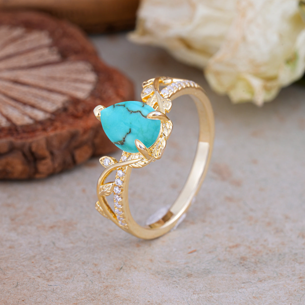 SR16988 Turquoise Ring - White-Gold