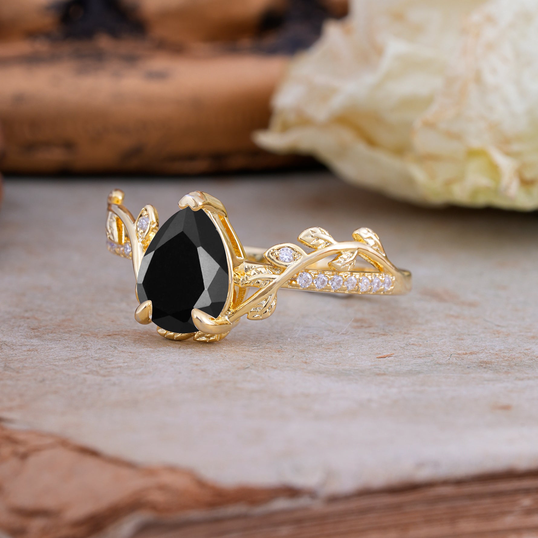 SR16988 Black Onyx Ring - Rose-Gold