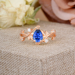 Branch-Inspired 3-Prong Pear-Cut Sapphire Engagement Ring