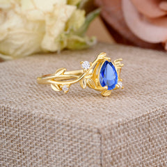 Branch-Inspired 3-Prong Pear-Cut Sapphire Engagement Ring