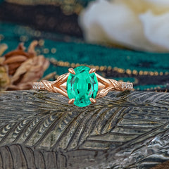 Heirloom 4-Prong Oval Cut Emerald Engagement Ring