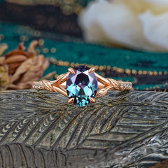Heirloom 4-Prong Oval Cut Alexandrite Engagement Ring