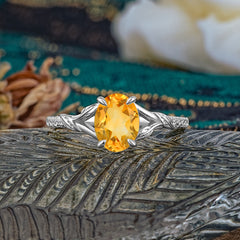 Heirloom 4-Prong Oval Cut Citrine Engagement Ring