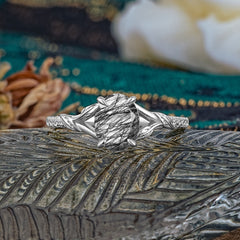 Heirloom 4-Prong Oval Cut Black Rutilated Quartz Engagement Ring