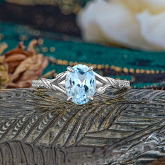 Heirloom 4-Prong Oval Cut Aquamarine Engagement Ring