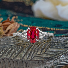 Heirloom 4-Prong Oval Cut Ruby Engagement Ring