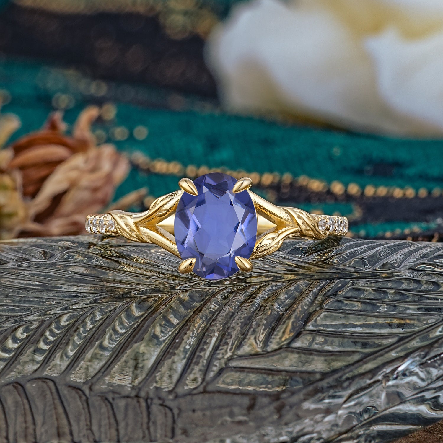 Heirloom 4-Prong Oval Cut Tanzanite Engagement Ring