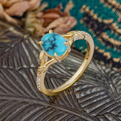 Heirloom 4-Prong Oval Cut Turquoise Engagement Ring