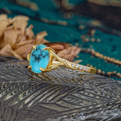 Heirloom 4-Prong Oval Cut Turquoise Engagement Ring