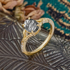 Heirloom 4-Prong Oval Cut Black Rutilated Quartz Engagement Ring