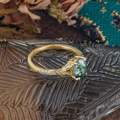 Heirloom 4-Prong Oval Cut Natural Moss Agate Engagement Ring