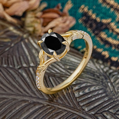 Heirloom 4-Prong Oval Cut Black Onyx Engagement Ring