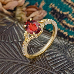 Heirloom 4-Prong Oval Cut Garnet Engagement Ring