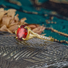 Heirloom 4-Prong Oval Cut Garnet Engagement Ring