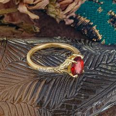 Heirloom 4-Prong Oval Cut Garnet Engagement Ring