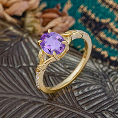 Heirloom 4-Prong Oval Cut Amethyst Engagement Ring