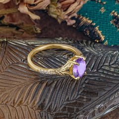 Heirloom 4-Prong Oval Cut Amethyst Engagement Ring