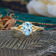 Heirloom 4-Prong Oval Cut Aquamarine Engagement Ring