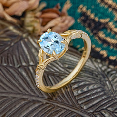 Heirloom 4-Prong Oval Cut Aquamarine Engagement Ring